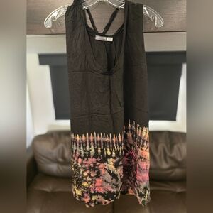 EARTHBOUND Black Maxi Dress with Pink & Yellow Tie-Dye Hem